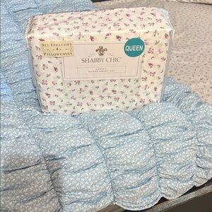 Shabby Chic Pink and Blue Floral Sheet Set